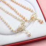 Natural Freshwater Pearl Necklace with Deer Head Pendant for Women