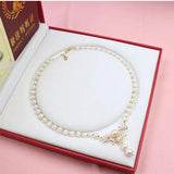 Natural Freshwater Pearl Necklace with Deer Head Pendant for Women