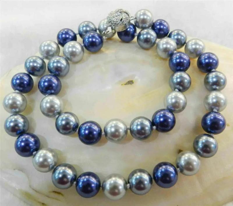12mm Multi South Sea Shell Pearl Round Beads Necklace 18''