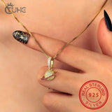 925 Silver Planet Pendant Necklace With Red Cubic Zircon