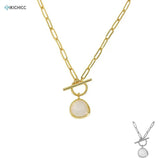 925 Silver Milk Ctystal Zircon Pave Pendant Long Chain CZ Women Wedding Jewelry