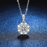 1CT Moissanite Necklace Sterling Silver Flower Diamond Pendant