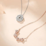 Four Leaf Clover Pendant Silver Necklace CZ Diamond Women Present