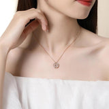 Four Leaf Clover Pendant Silver Necklace CZ Diamond Women Present