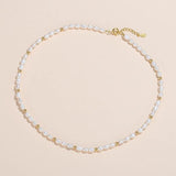 Freshwater Pearl&Gold Bead Necklace 925 Silver 18K Plated Chain For Women