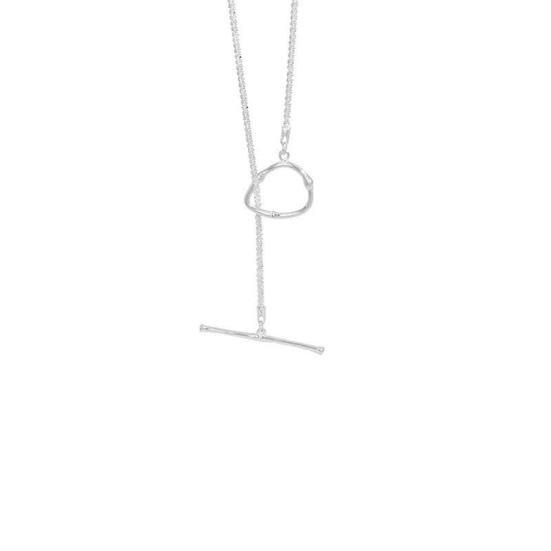 925 Silver Geometric Big Locker Long Chain Choker Necklace