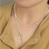 925 Silver Geometric Big Locker Long Chain Choker Necklace