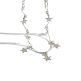 925 Silver Star Charm Pendant Choker Necklace for Women