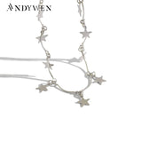 925 Silver Star Charm Pendant Choker Necklace for Women