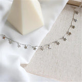 925 Silver Star Charm Pendant Choker Necklace for Women