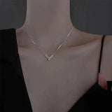 925 Silver V-Shaped Pendant Necklace for Women