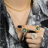 925 Sterling Silver Labradorite Pendant Necklace Crystal Jewelry