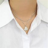 925 Silver Heart Pendant Long Chain Rock Punk Women Jewelry