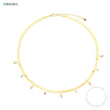 925 Sterling Silver Zircon Charm Beads Choker Necklace