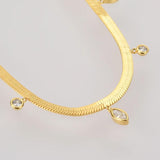 925 Sterling Silver Zircon Charm Beads Choker Necklace