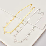 925 Sterling Silver Zircon Charm Beads Choker Necklace