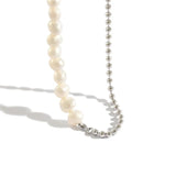 925 Silver Pearl Beads Chain Long Necklace Choker Rock Punk Party Jewelry