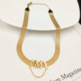 18k Yellow Letters M Pendant Necklaces for Women Clavicle Chain