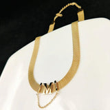 18k Yellow Letters M Pendant Necklaces for Women Clavicle Chain