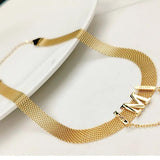 18k Yellow Letters M Pendant Necklaces for Women Clavicle Chain