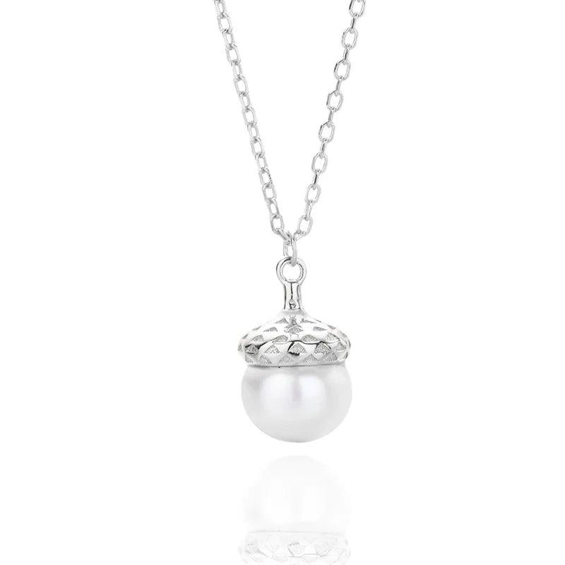925 Silver Shell Pearl Drop Pendant Necklace Romantic Choker