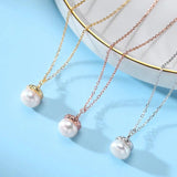 925 Silver Shell Pearl Drop Pendant Necklace Romantic Choker