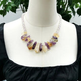 Purple Yellow Necklace Citrine Amethyst Choker Women Necklace