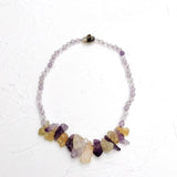 Purple Yellow Necklace Citrine Amethyst Choker Women Necklace