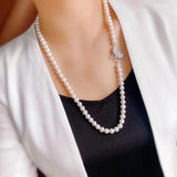 High-end Pearl Necklace Sweater Chain with Butterfly Decoration