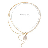 Square Baroque Pearl Necklace Natural Freshwater Pendant Chain