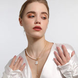 Square Baroque Pearl Necklace Natural Freshwater Pendant Chain