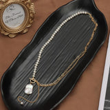 Square Baroque Pearl Necklace Natural Freshwater Pendant Chain