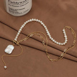 Square Baroque Pearl Necklace Natural Freshwater Pendant Chain