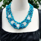 Turquoise Crystal Quartz Rose Flowers Necklace
