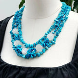 Turquoise Crystal Quartz Rose Flowers Necklace