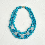 Turquoise Crystal Quartz Rose Flowers Necklace