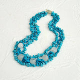 Turquoise Crystal Quartz Rose Flowers Necklace
