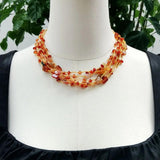 Agate Orange Necklace Multi Strand Statement Women Jewelry