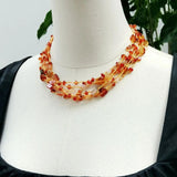 Agate Orange Necklace Multi Strand Statement Women Jewelry