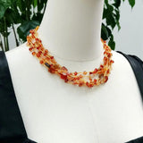 Agate Orange Necklace Multi Strand Statement Women Jewelry