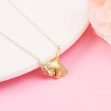 Gingko Leaf Pendant Necklace 925 Sterling Silver for Women