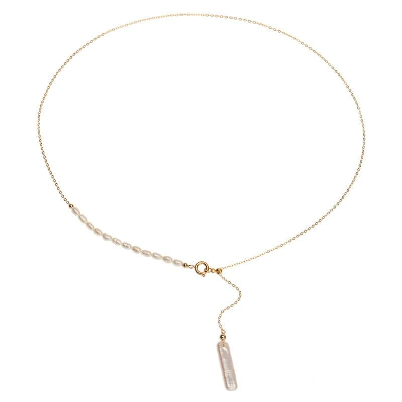Silver Bullion Pendant Necklace with Freshwater Pearl