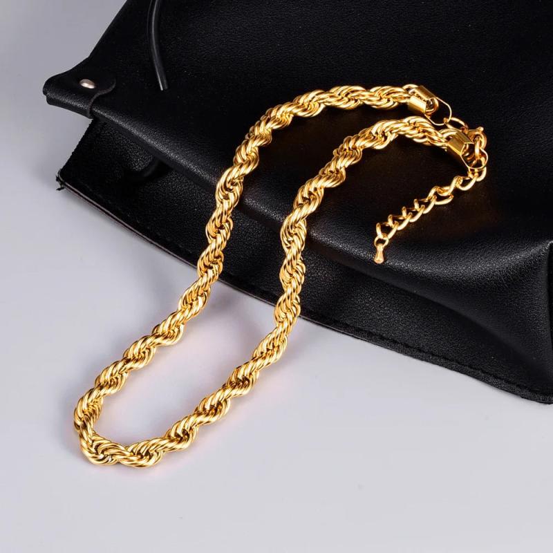 18k Plated Coarse Twist Hip Hop Necklace Pendant