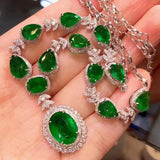 925 Silver Emerald Necklace Pt950 Diamond High-end Jewelry