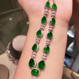 925 Silver Emerald Necklace Pt950 Diamond High-end Jewelry