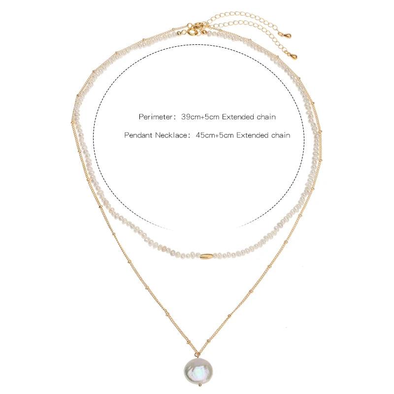 Freshwater Pearl Necklace Rice Grain Women Clavicle Chain Baroque Button Pendant