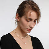 Freshwater Pearl Necklace Rice Grain Women Clavicle Chain Baroque Button Pendant