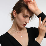 Freshwater Pearl Necklace Rice Grain Women Clavicle Chain Baroque Button Pendant