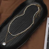 Freshwater Pearl Necklace Rice Grain Women Clavicle Chain Baroque Button Pendant