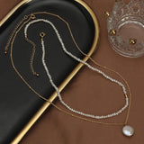 Freshwater Pearl Necklace Rice Grain Women Clavicle Chain Baroque Button Pendant